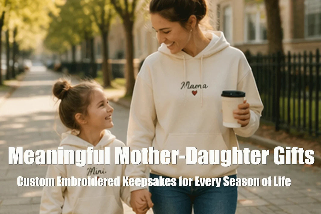 Meaningful personalized embroidered keepsake gift for a mother and daughter.