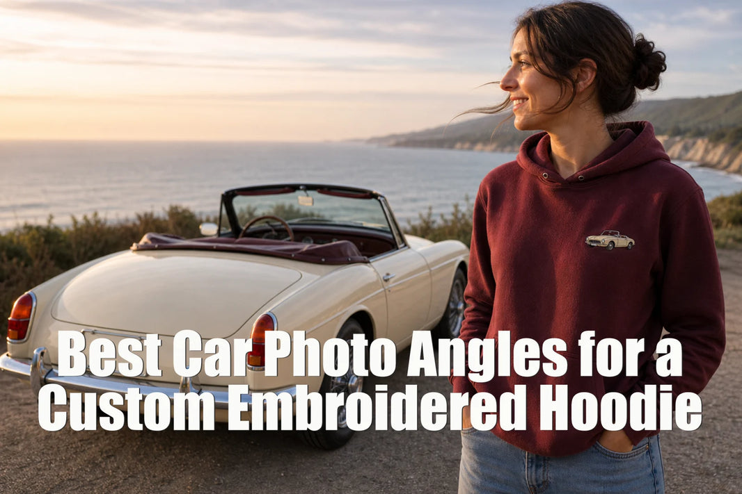 Best Car Photo Angles for a Custom Embroidered Hoodie