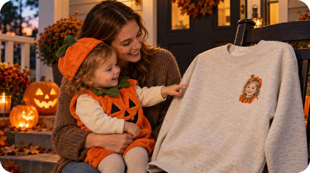first Halloween photo embroidery personalized embroidered sweatshirt