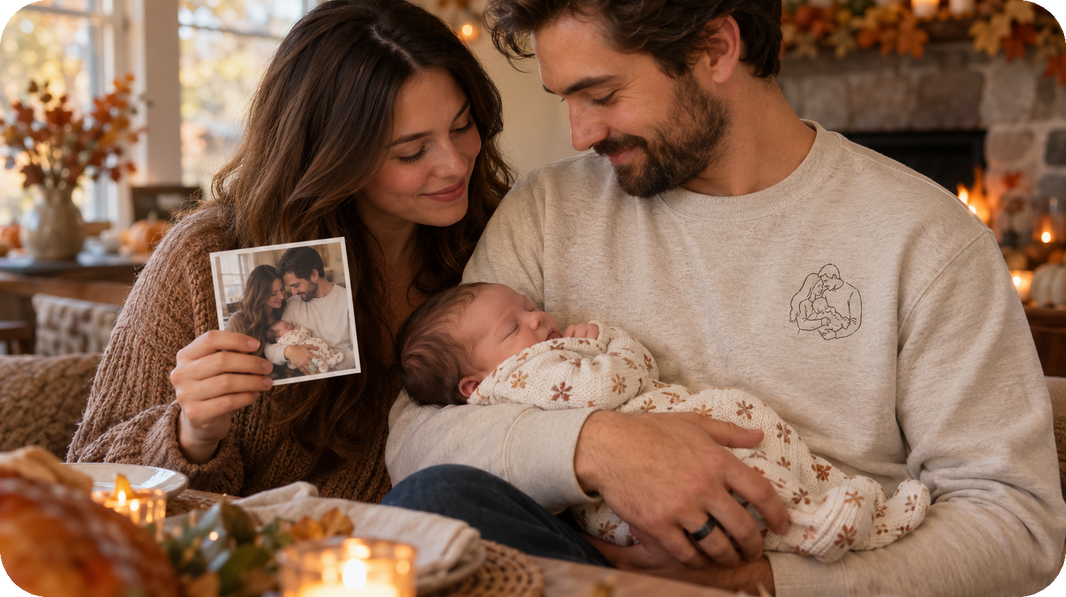 first Thanksgiving gift for new parents personalized embroidered sweatshirt