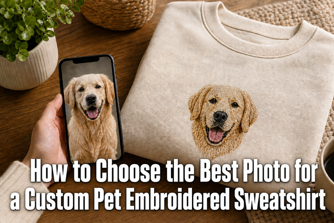 Clear pet photo prepared as a reference for custom embroidery.