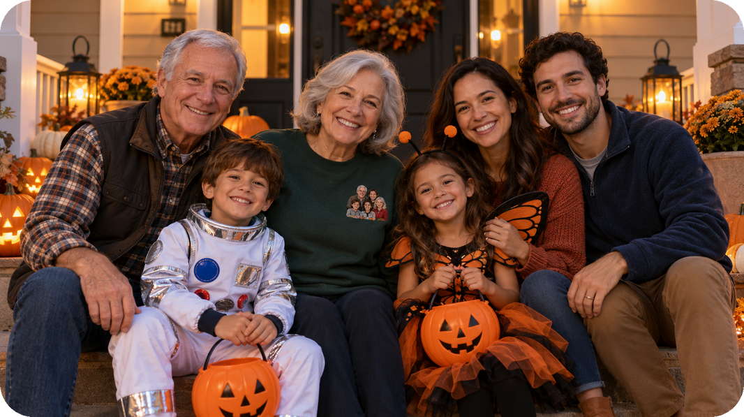 family Halloween photo embroidery personalized embroidered sweatshirt