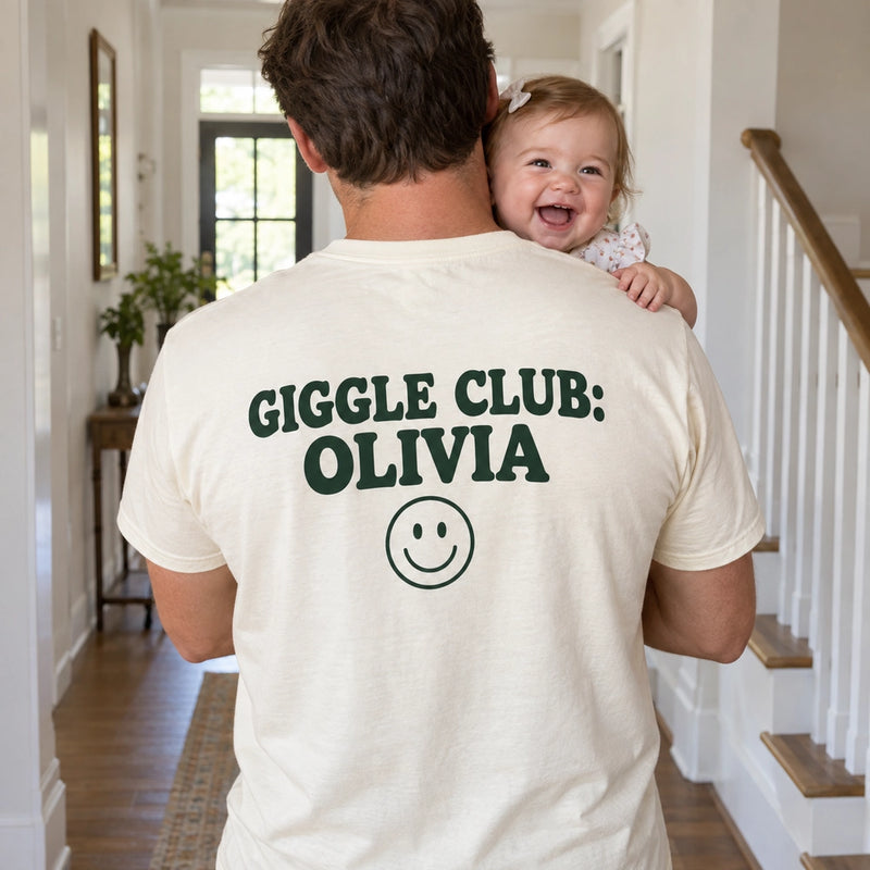 Custom Baby Laugh Photo Embroidered T-Shirt back print view