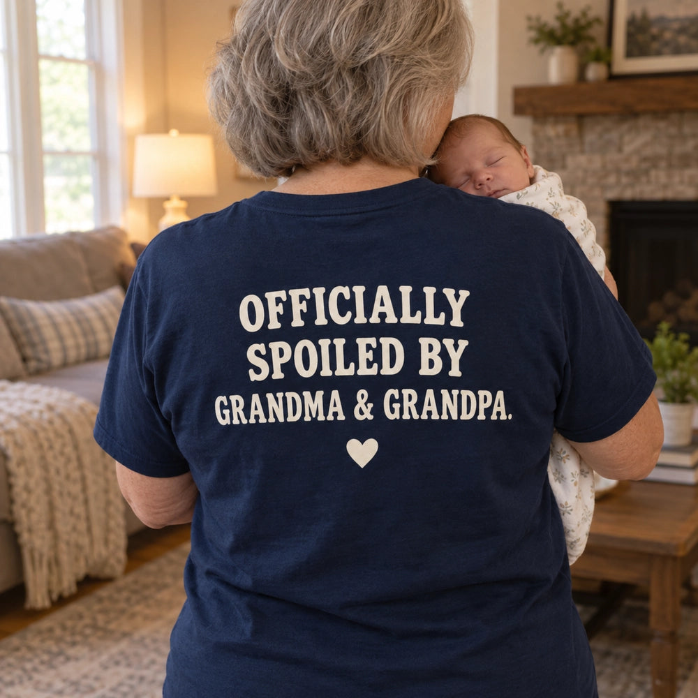 Custom Newborn Grandparent Photo Embroidered T-Shirt back print view