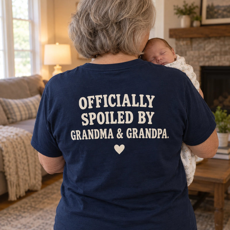 Custom Newborn Grandparent Photo Embroidered T-Shirt back print view