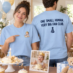 Custom First Birthday Baby Photo Embroidered T-Shirt cover image