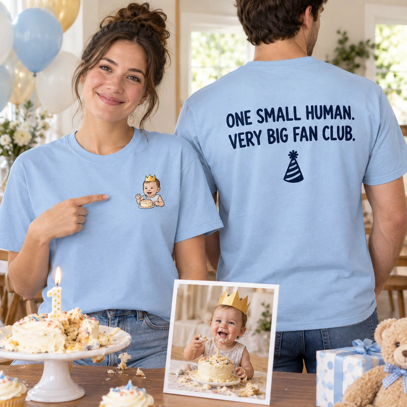 Custom First Birthday Baby Photo Embroidered T-Shirt cover image