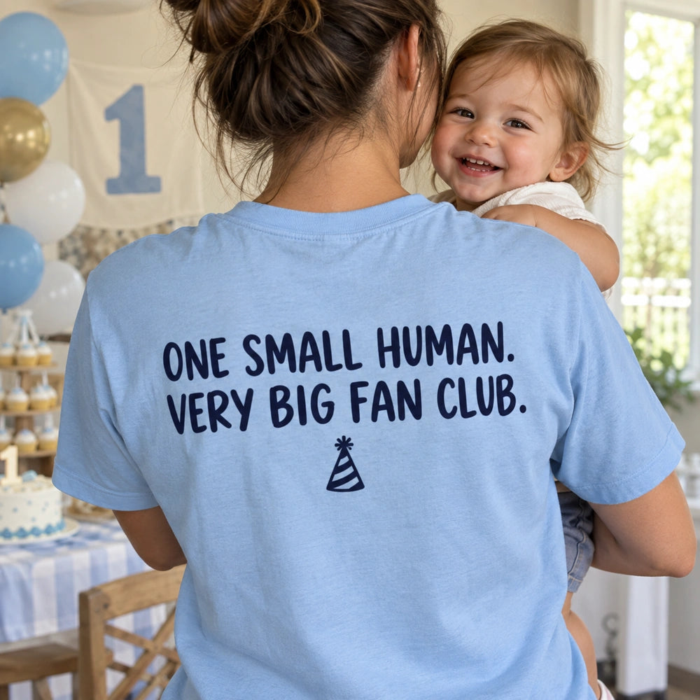 Custom First Birthday Baby Photo Embroidered T-Shirt back print view