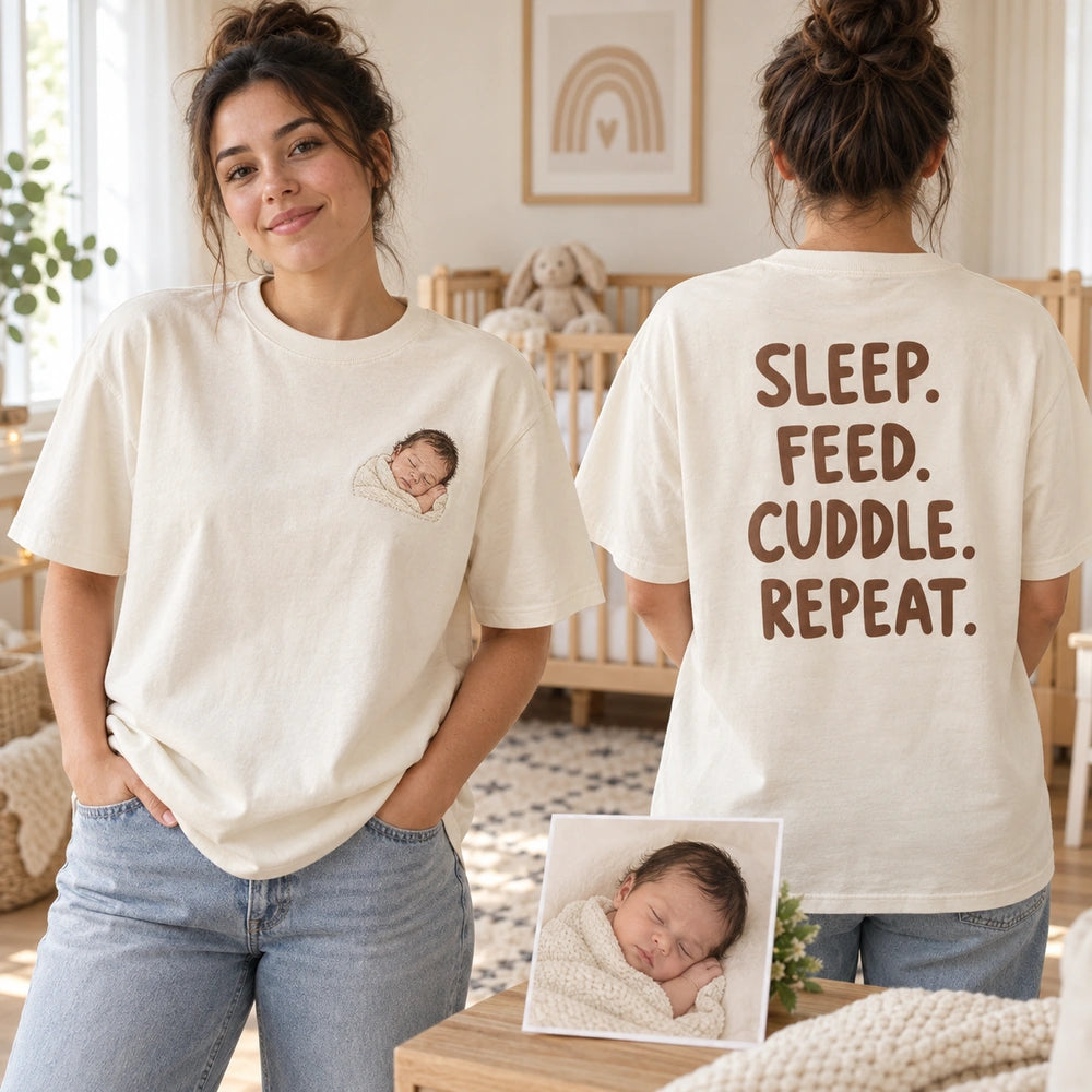 BAB017 front and back product overview with embroidery and printed phrase