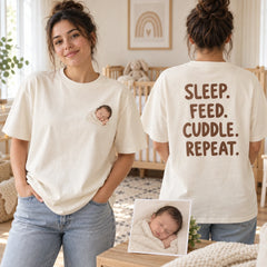 BAB017 front and back product overview with embroidery and printed phrase