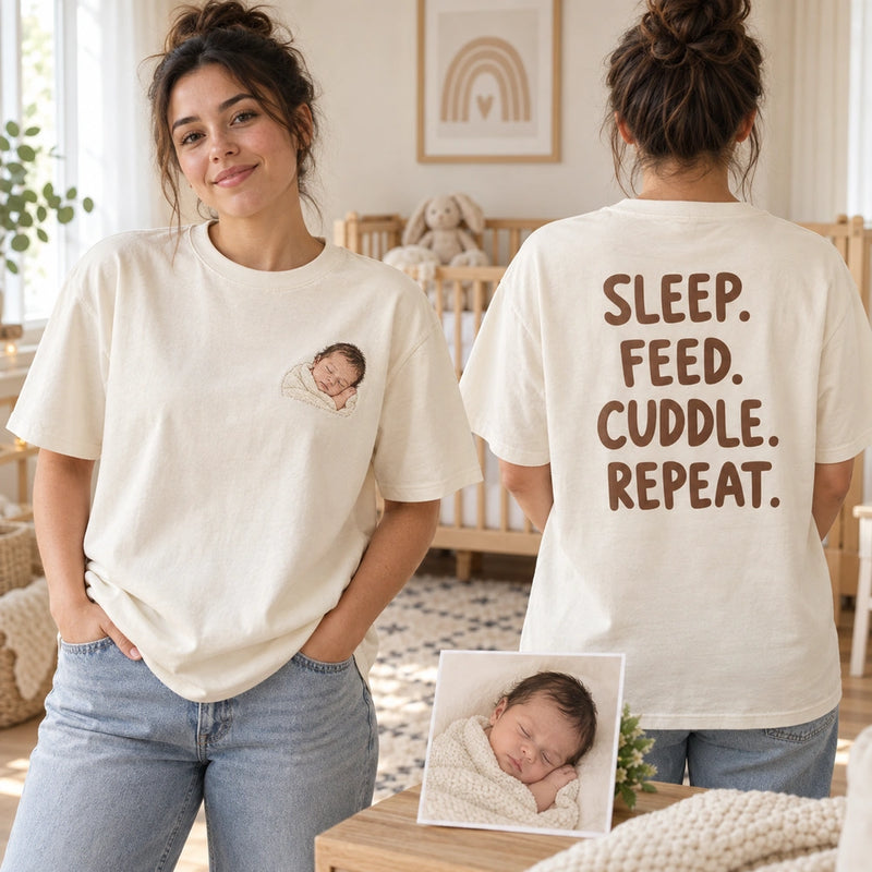 BAB017 front and back product overview with embroidery and printed phrase