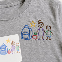 Custom kids drawing embroidery detail
