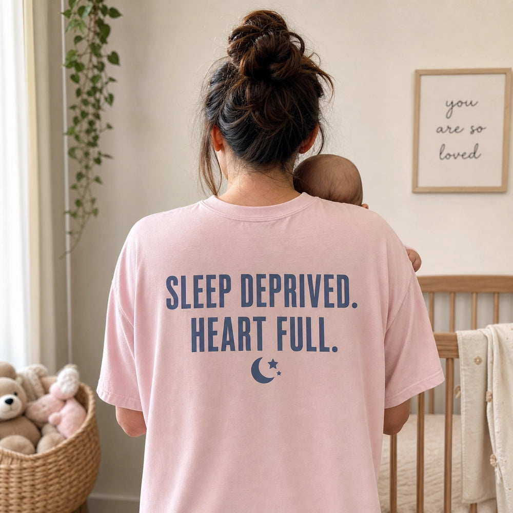 Custom Newborn Photo Embroidered T-Shirt with Back Print - New Parent Gift - back worn custom phrase