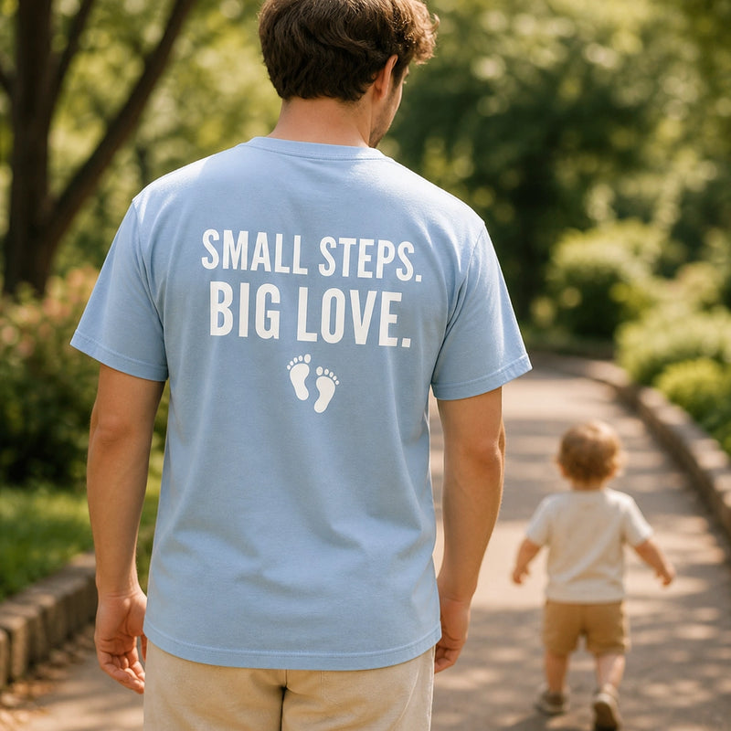 Custom Baby First Steps Embroidered T-Shirt with Back Print - Milestone Gift - back worn custom phrase