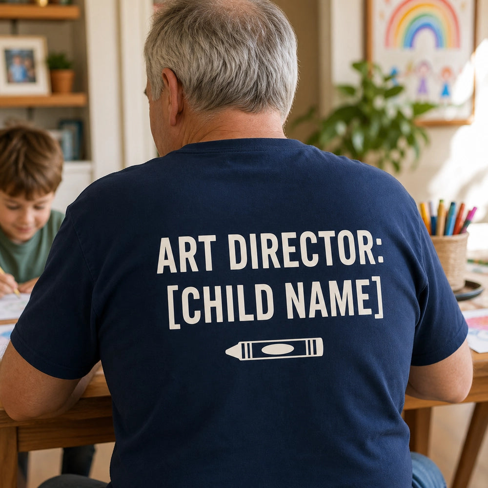 Custom Kids Family Drawing Embroidered T-Shirt with Back Print - Grandparent Gift - back worn custom phrase