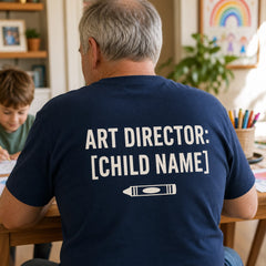 Custom Kids Family Drawing Embroidered T-Shirt with Back Print - Grandparent Gift - back worn custom phrase