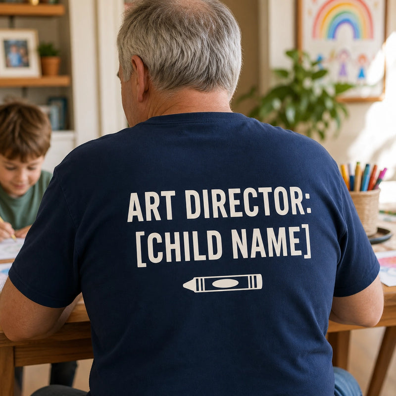 Custom Kids Family Drawing Embroidered T-Shirt with Back Print - Grandparent Gift - back worn custom phrase
