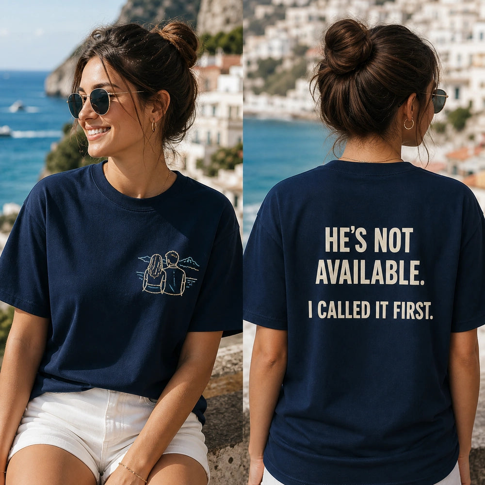 Custom Boyfriend Photo Embroidered T-Shirt front and back cover
