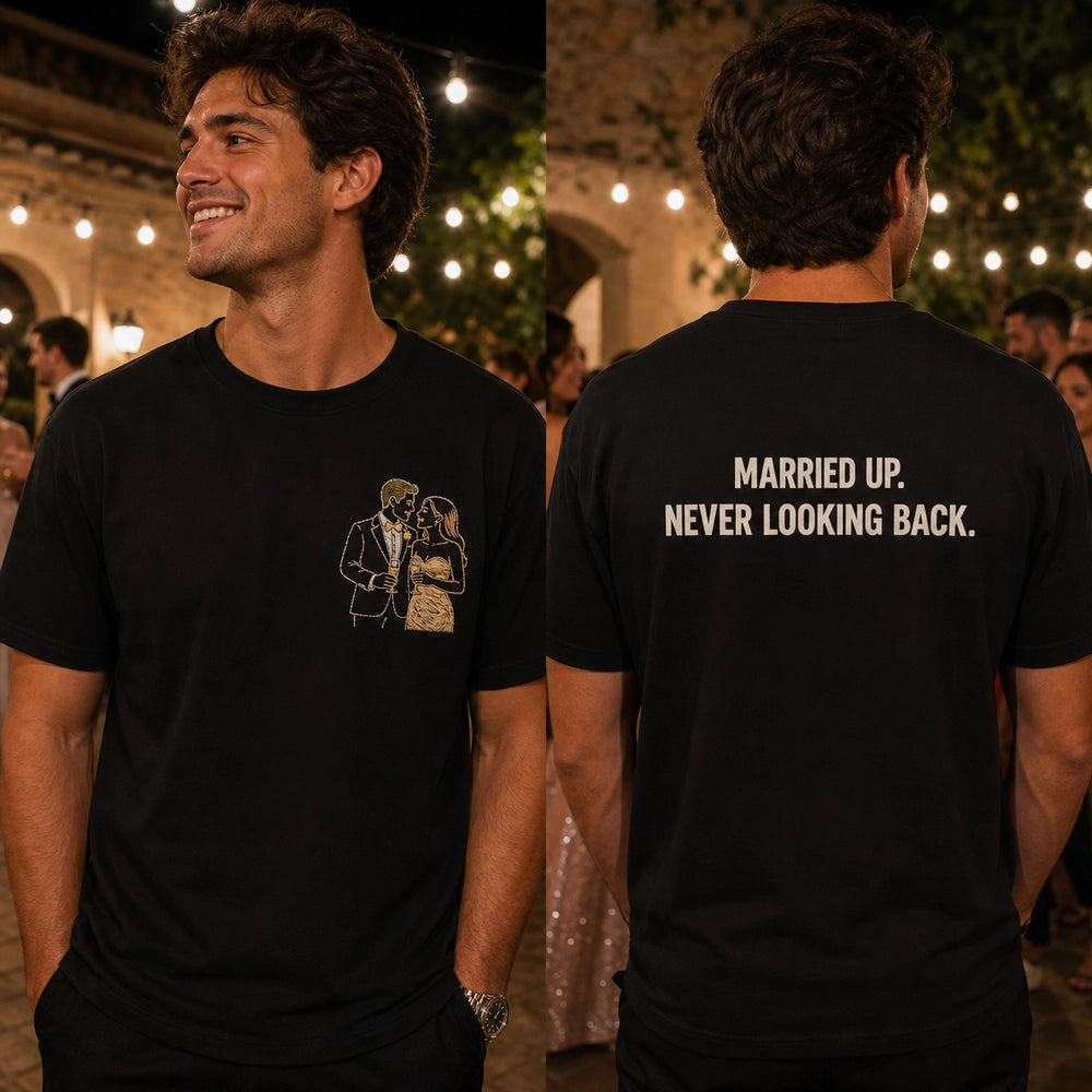 Custom Wife Photo Embroidered T-Shirt front and back cover