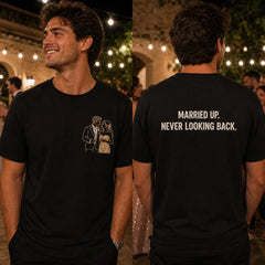 Custom Wife Photo Embroidered T-Shirt front and back cover