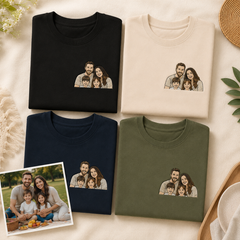 Hoodie with personalized family photo embroidery for meaningful family keepsake gift