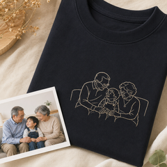 Hoodie or t-shirt with custom family photo outline embroidery for family day gift