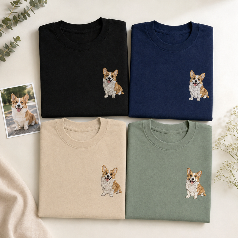 Sweatshirt with custom cat portrait embroidery for personalized cat mom gift
