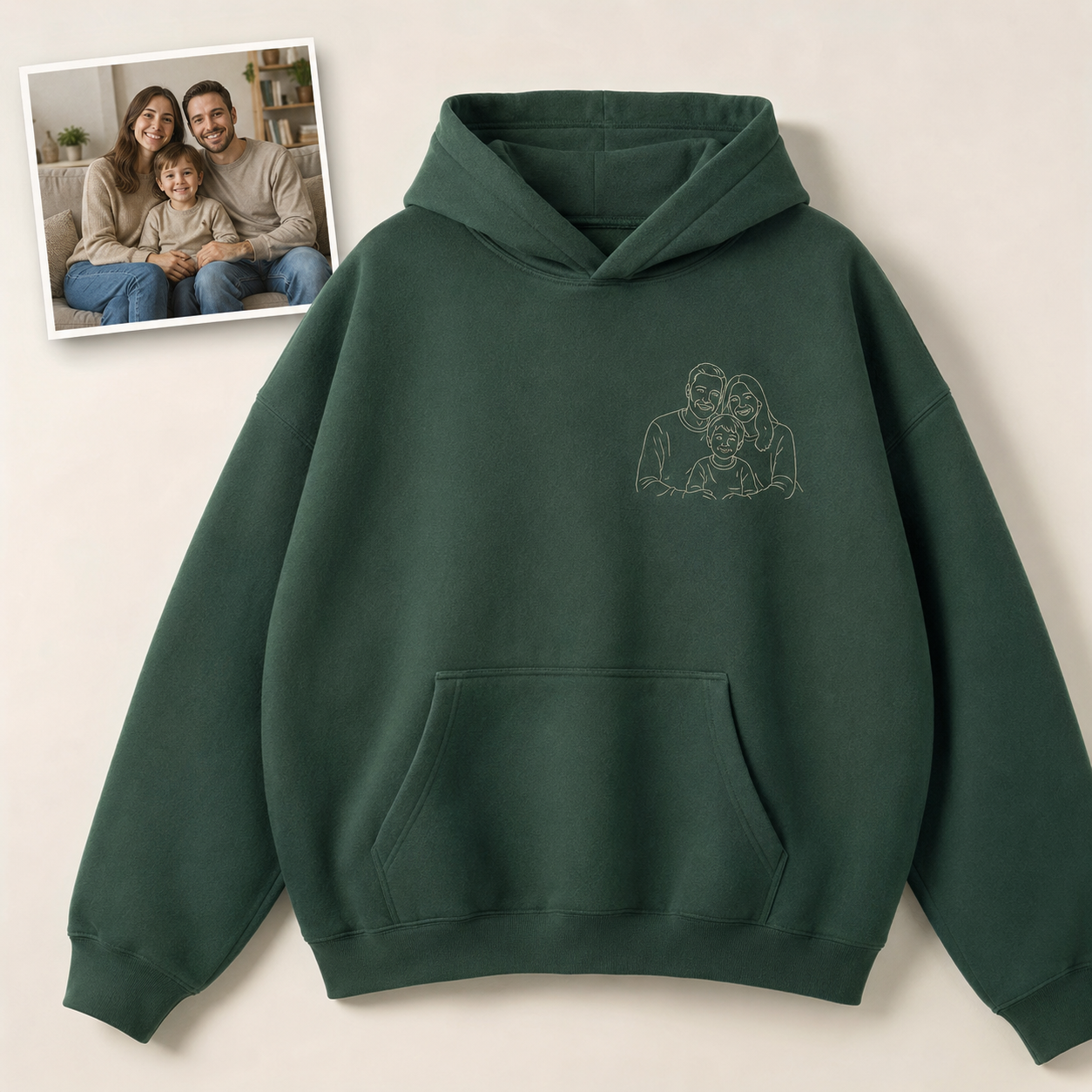 Hoodie with grandpa and grandma photo embroidery for family keepsake gift