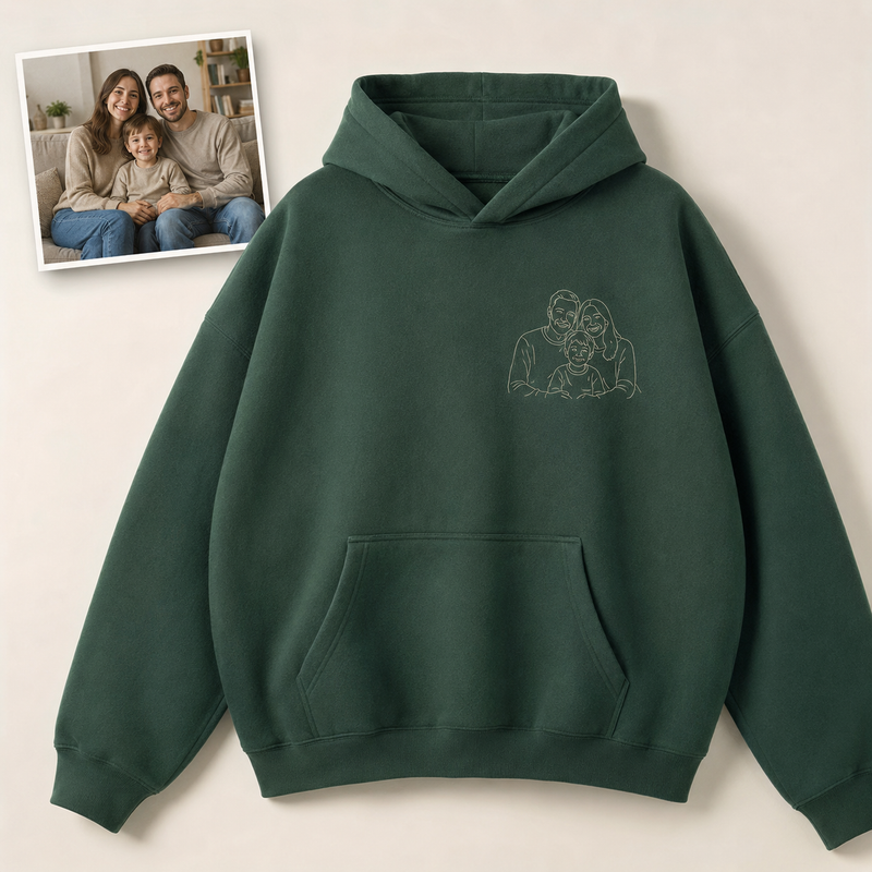 Hoodie with grandpa and grandma photo embroidery for family keepsake gift