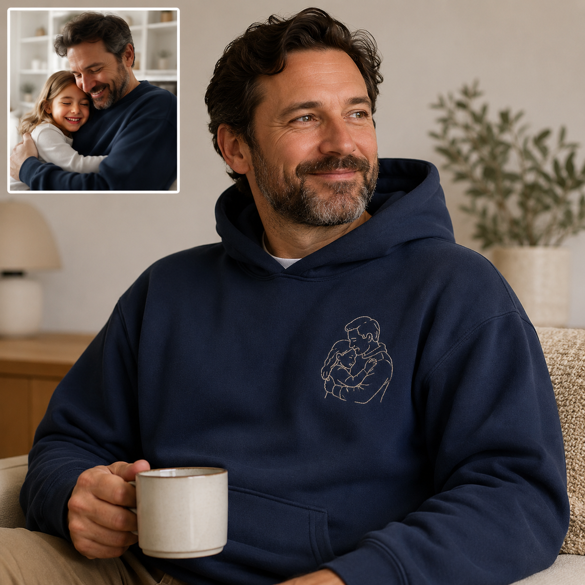 Hoodie with grandpa and grandma photo embroidery for family keepsake gift