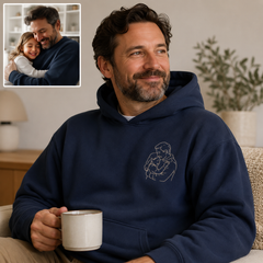 Hoodie with grandpa and grandma photo embroidery for family keepsake gift