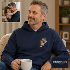 Hoodie with grandpa and grandma photo embroidery for family keepsake gift