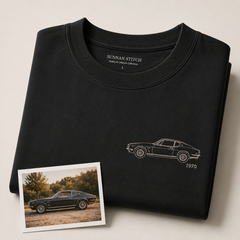 Hoodie with custom car outline embroidery for personalized car lover gift