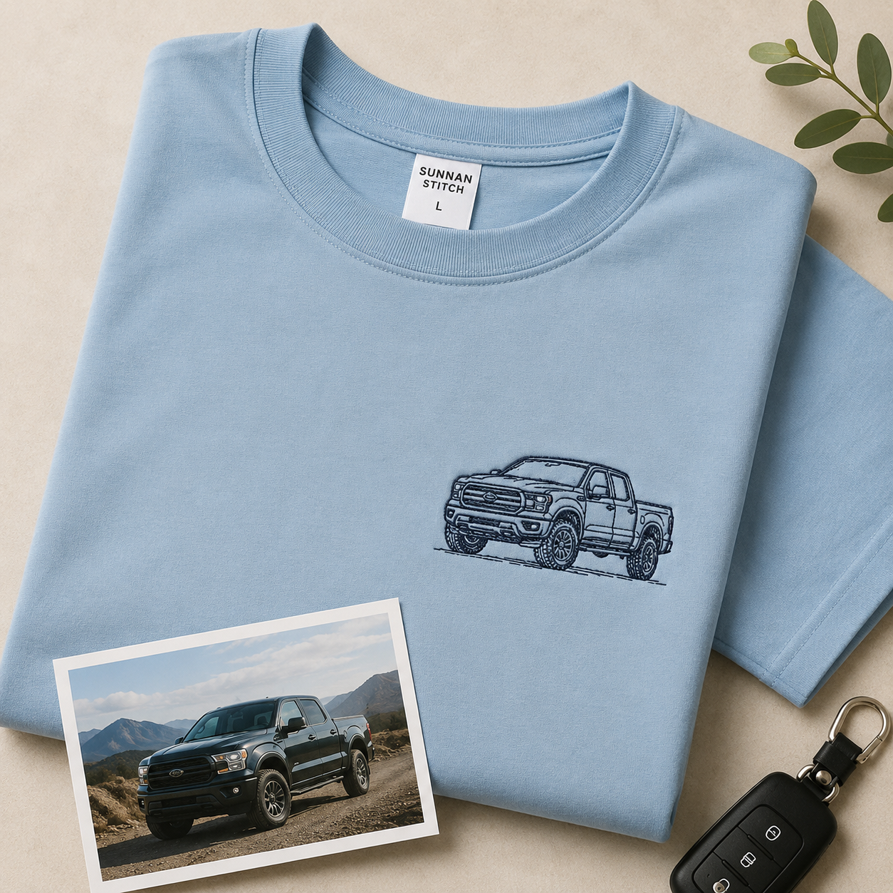 Sweatshirt with custom motorcycle outline embroidery for rider gift