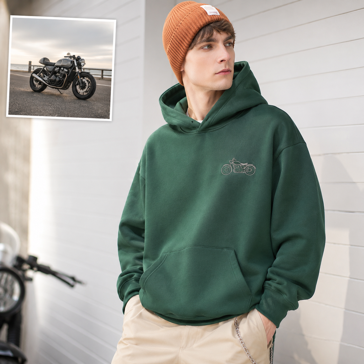 Hoodie with custom vehicle photo embroidery for personalized dad gift
