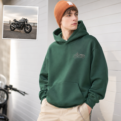 Hoodie with custom vehicle photo embroidery for personalized dad gift