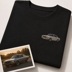 Hoodie with custom car outline embroidery for personalized car lover gift
