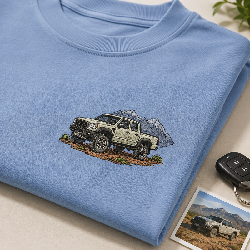 Sweatshirt with custom motorcycle outline embroidery for rider gift