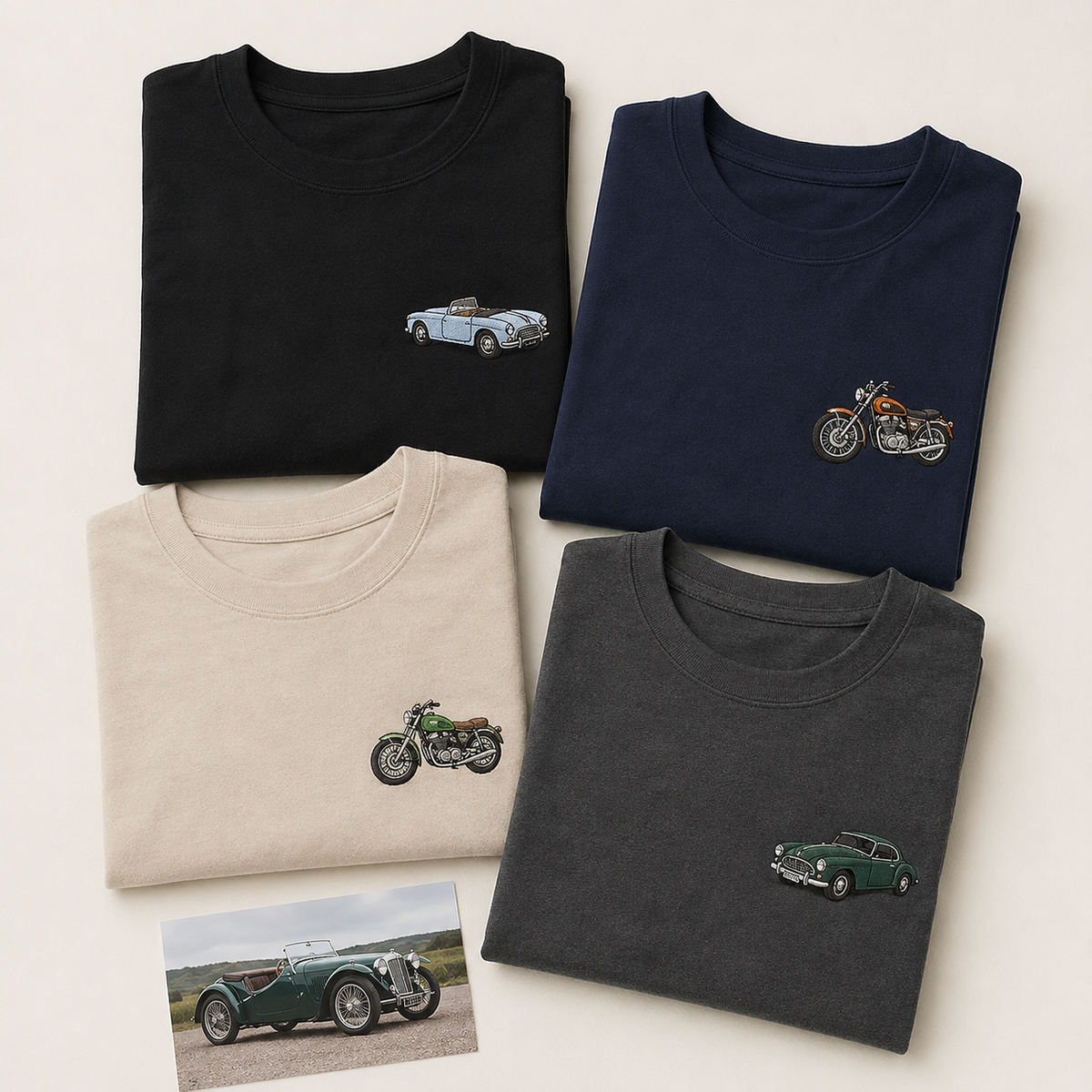 Sweatshirt with custom motorcycle outline embroidery for rider gift