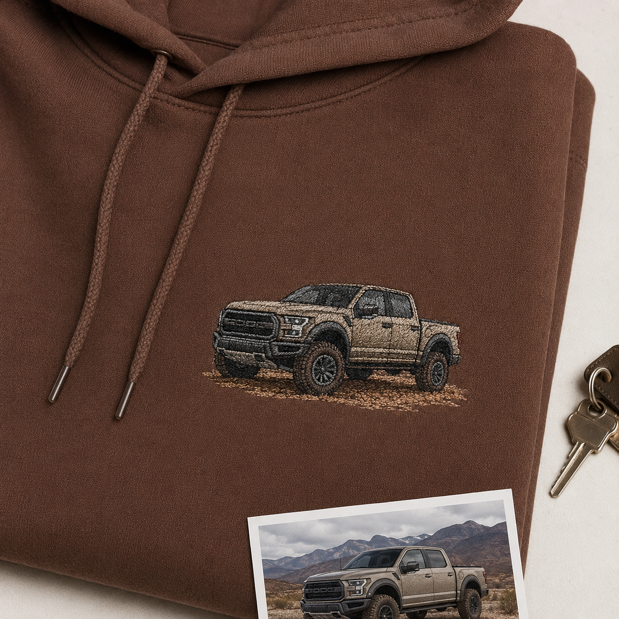 Hoodie with custom car outline embroidery for personalized car lover gift