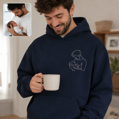Hoodie with parent and baby photo outline embroidery for family keepsake