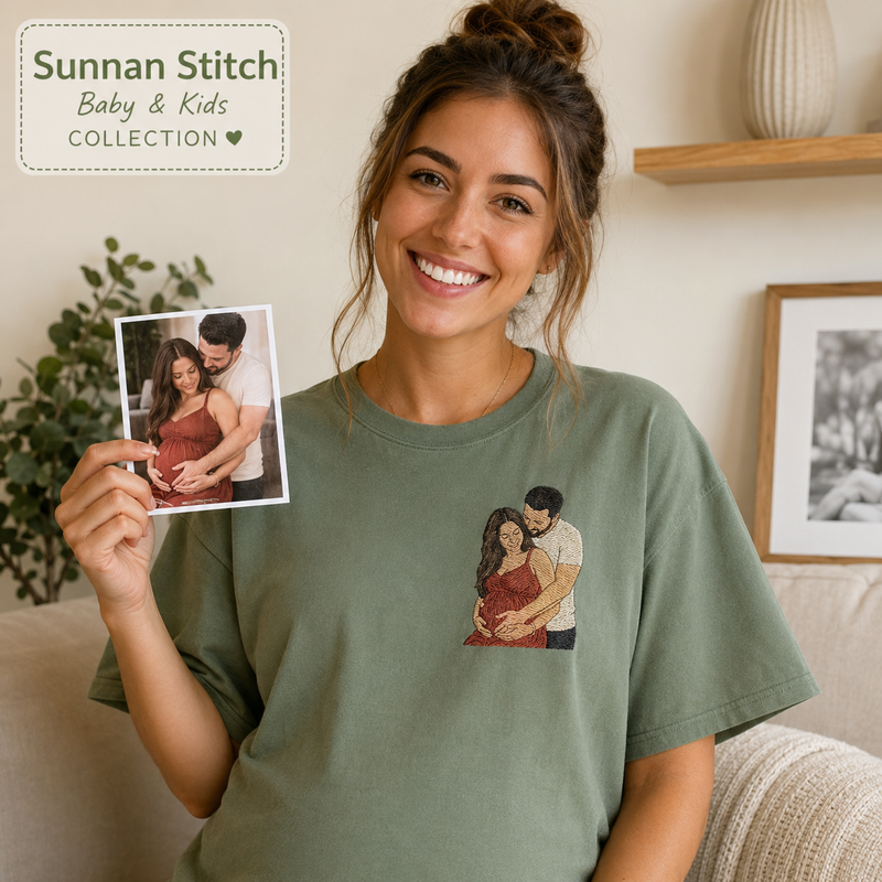 Hoodie with newborn baby photo embroidery for personalized new parents gift