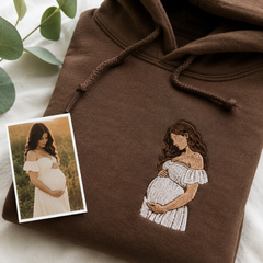 T-shirt with custom kids drawing embroidery made from child artwork