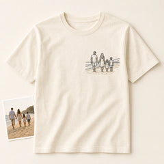 Custom family beach vacation photo outline embroidery T-shirt main product view