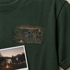 Custom family camping photo embroidery detail