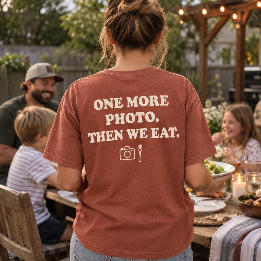 Custom Family Photo Embroidered T-Shirt back print view