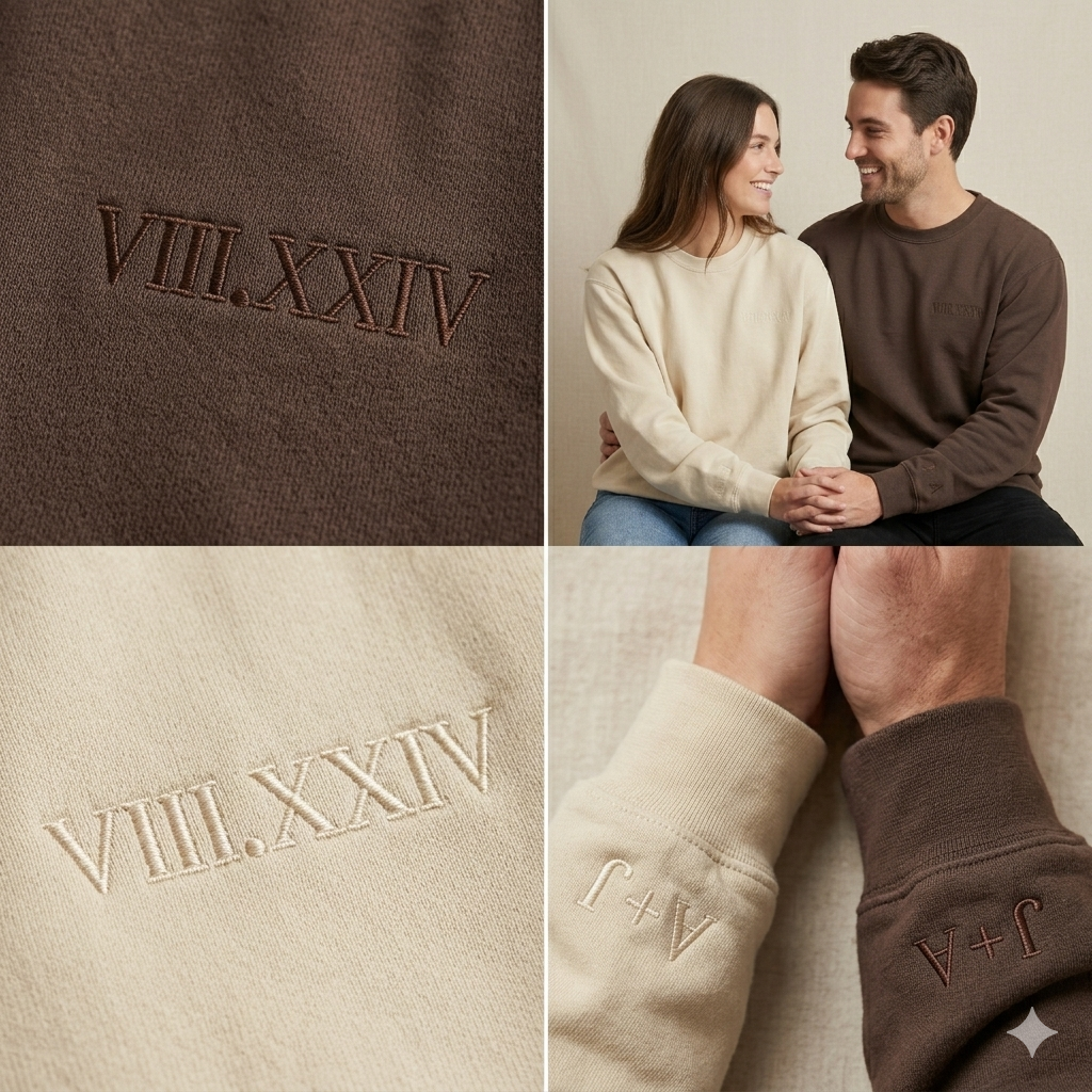 Custom Embroidered Initial Heart Sweatshirt or Hoodie, Personalized Couple Gift, Wedding & Valentine’s Day Gift