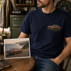 Custom road trip car embroidered sweatshirt with left chest car outline embroidery