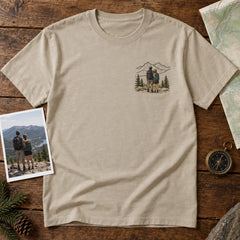 Custom Trail Adventure Photo Embroidered T-Shirt source hiking photo and front embroidery