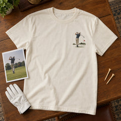 Custom Golf Swing Photo Embroidered T-Shirt source golf photo and front embroidery